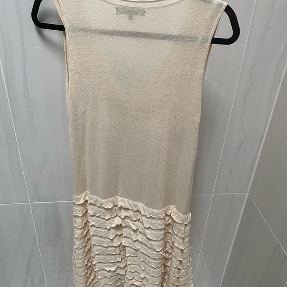 Nanette Lepore cream knit dress with ruffles and underslip - Picture 5 of 10